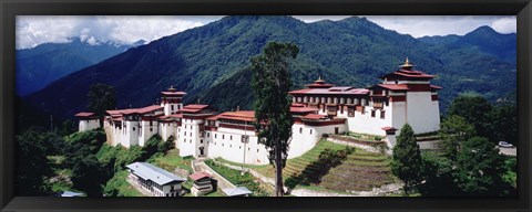 Framed Castle On A Mountain, Trongsar Dzong, Trongsar, Bhutan Print