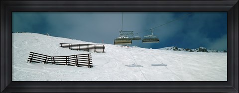 Framed Ski lift over a polar landscape, Lech ski area, Austria Print