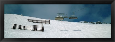 Framed Ski lift over a polar landscape, Lech ski area, Austria Print