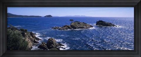 Framed Waves Crashing On Rocks, Provence, France Print