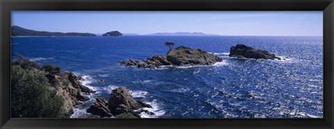 Framed Waves Crashing On Rocks, Provence, France Print