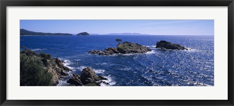 Framed Waves Crashing On Rocks, Provence, France Print