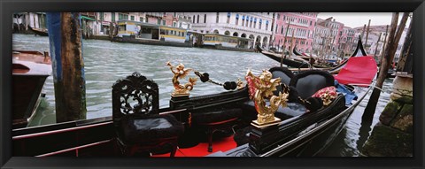 Framed Close-up of a gondola in a canal, Grand Canal, Venice, Italy Print