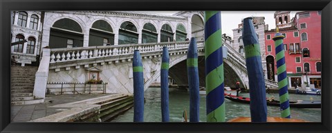 Framed Arch bridge across a canal, Rialto Bridge, Grand Canal, Venice, Italy Print