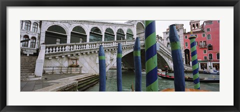 Framed Arch bridge across a canal, Rialto Bridge, Grand Canal, Venice, Italy Print