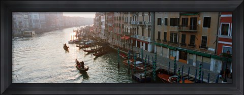 Framed Gondolas in the Grand Canal, Venice, Italy (black &amp; white) Print