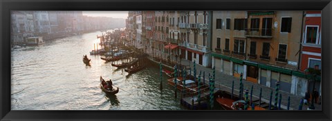 Framed Gondolas in the Grand Canal, Venice, Italy (black &amp; white) Print