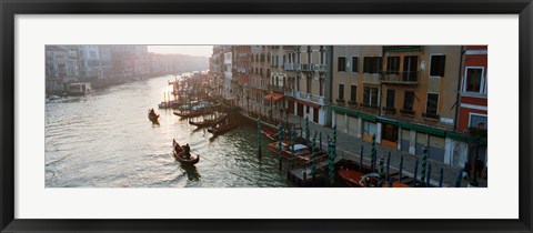 Framed Gondolas in the Grand Canal, Venice, Italy (black &amp; white) Print