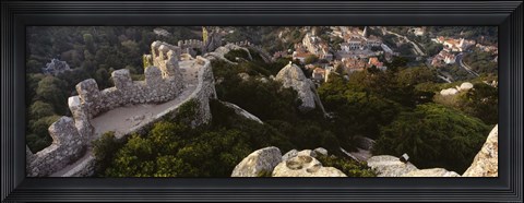 Framed High angle view of ruins of a castle, Castelo Dos Mouros, Sintra, Portugal Print