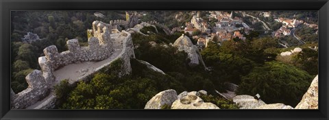 Framed High angle view of ruins of a castle, Castelo Dos Mouros, Sintra, Portugal Print