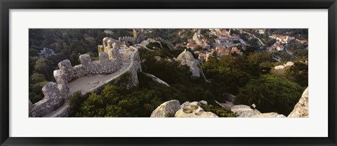 Framed High angle view of ruins of a castle, Castelo Dos Mouros, Sintra, Portugal Print