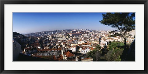 Framed Aerial view of a city, Lisbon, Portugal Print