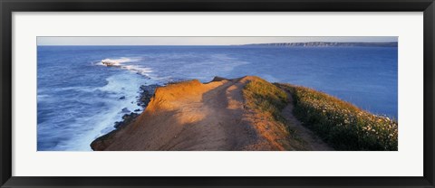 Framed High Angle View Of The Sea From A Cliff, Filey Brigg, England, United Kingdom Print