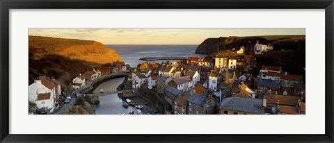 Framed High Angle View Of A Village, Staithes, North Yorkshire, England, United Kingdom Print