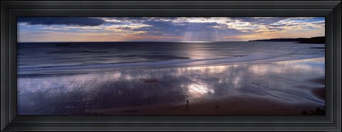 Framed Person Standing On The Beach, Scarborough, North Yorkshire, England, United Kingdom Print