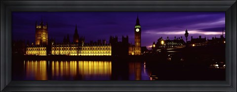 Framed Government Building Lit Up At Night, Big Ben And The House Of Parliament, London, England, United Kingdom Print