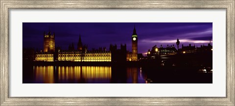 Framed Government Building Lit Up At Night, Big Ben And The House Of Parliament, London, England, United Kingdom Print