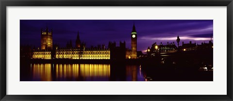 Framed Government Building Lit Up At Night, Big Ben And The House Of Parliament, London, England, United Kingdom Print