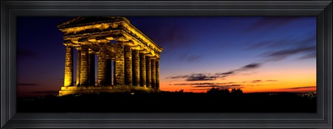 Framed Monument Lit Up At Dusk, Penshaw Monument, London, England, United Kingdom Print