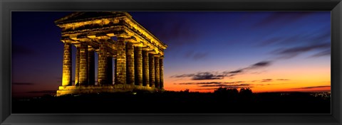 Framed Monument Lit Up At Dusk, Penshaw Monument, London, England, United Kingdom Print