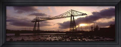 Framed Low Angle View Of A Bridge, Transporter Bridge, Middlesbrough, North Yorkshire, England, United Kingdom Print