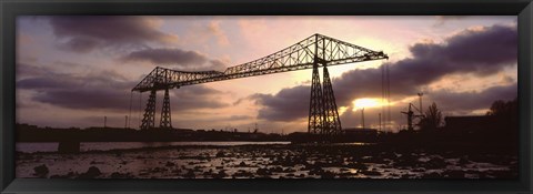 Framed Low Angle View Of A Bridge, Transporter Bridge, Middlesbrough, North Yorkshire, England, United Kingdom Print