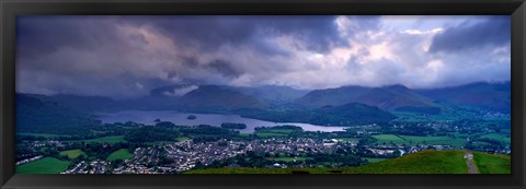 Framed Storm Clouds Over A Landscape, Keswick, Derwent Water, Lake District, Cumbria, England, United Kingdom Print