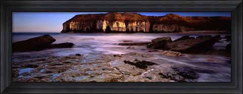 Framed Rock Formations Near A Bay, Thornwick Bay, Flamborough, Yorkshire, England, United Kingdom Print