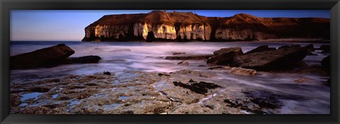 Framed Rock Formations Near A Bay, Thornwick Bay, Flamborough, Yorkshire, England, United Kingdom Print