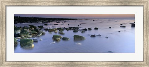 Framed Stones In Frozen Water, Flamborough, Yorkshire, England, United Kingdom Print