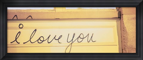 Framed Close-up of I love you written on a wall Print