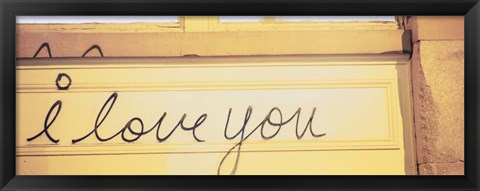 Framed Close-up of I love you written on a wall Print