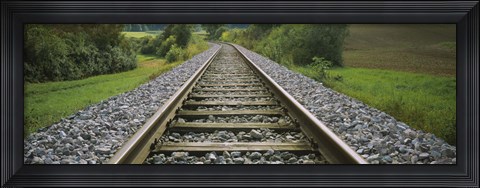 Framed Railroad track passing through a landscape, Germany Print
