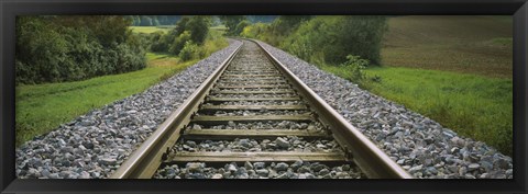 Framed Railroad track passing through a landscape, Germany Print
