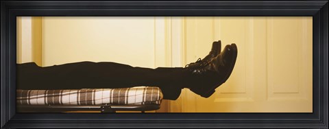 Framed Low Section View Of A Man Lying On The Bed, Germany Print