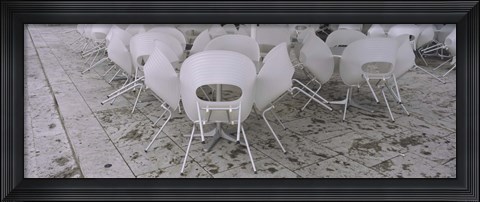 Framed Plastic Chairs Around Tables In A Restaurant, Stuttgart, Baden-Wurttemberg, Germany Print