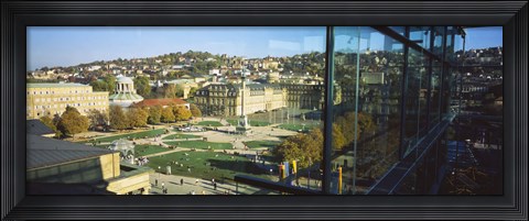 Framed High Angle View Of A City, Schlossplatz, Stuttgart, Baden-Wurttemberg, Germany Print