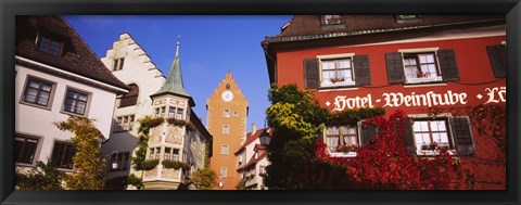 Framed Low Angle View Of Buildings In A Town, Lake Constance, Meersburg, Baden-Wurttemberg, Germany Print