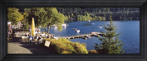 Framed High Angle View Of A Restaurant Near A Lake, Black Forest, Titisee-Neustadt, Baden-Wurttemberg, Germany Print