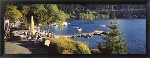 Framed High Angle View Of A Restaurant Near A Lake, Black Forest, Titisee-Neustadt, Baden-Wurttemberg, Germany Print