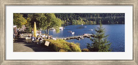 Framed High Angle View Of A Restaurant Near A Lake, Black Forest, Titisee-Neustadt, Baden-Wurttemberg, Germany Print