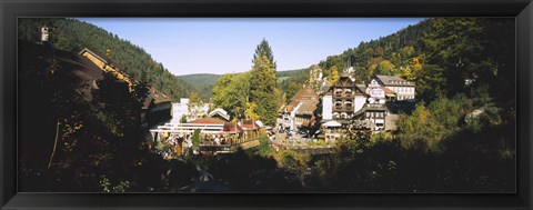 Framed High Angle View Of A Town, Triberg Im Schwarzwald, Black Forest, Baden-Wurttemberg, Germany Print