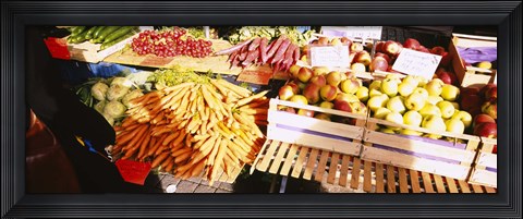 Framed High angle view of fruits and vegetables in a vegetable stand, Stuttgart, Germany Print