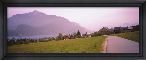Framed Empty Road Running Through A Town, Wolfgangsee, Austria Print