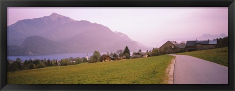 Framed Empty Road Running Through A Town, Wolfgangsee, Austria Print