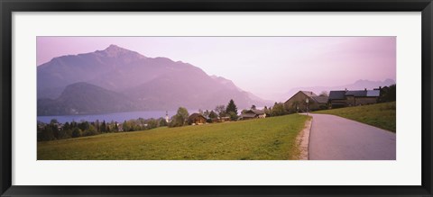 Framed Empty Road Running Through A Town, Wolfgangsee, Austria Print