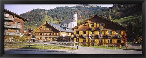 Framed Church In A Village, Bregenzerwald, Vorarlberg, Austria Print