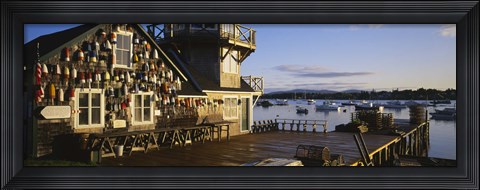 Framed Building at the waterfront, Fishing Village, Mount Desert Island, Maine, USA Print
