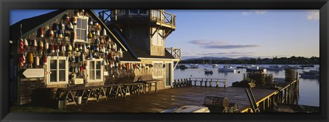 Framed Building at the waterfront, Fishing Village, Mount Desert Island, Maine, USA Print
