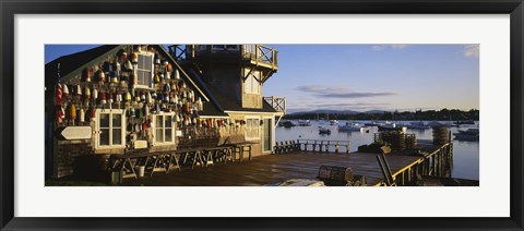 Framed Building at the waterfront, Fishing Village, Mount Desert Island, Maine, USA Print